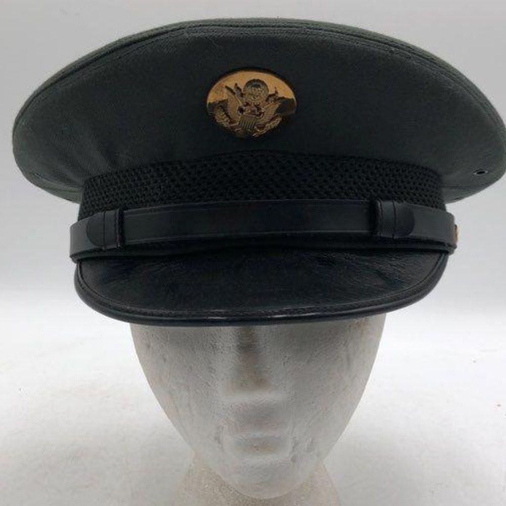 Military Hat U.s Army Green Enlisted Visor Cap Sz 7 1/8!